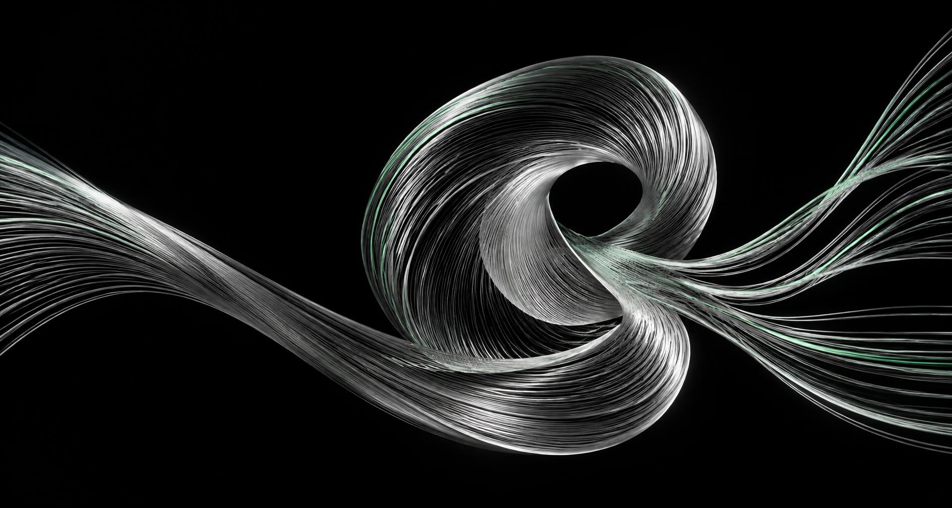 Silver and mint threads weaving into a continuous routing loop